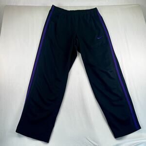 Nike Track Pants Mens Large Black Purple Swoosh Athletic Y2K Wide Leg